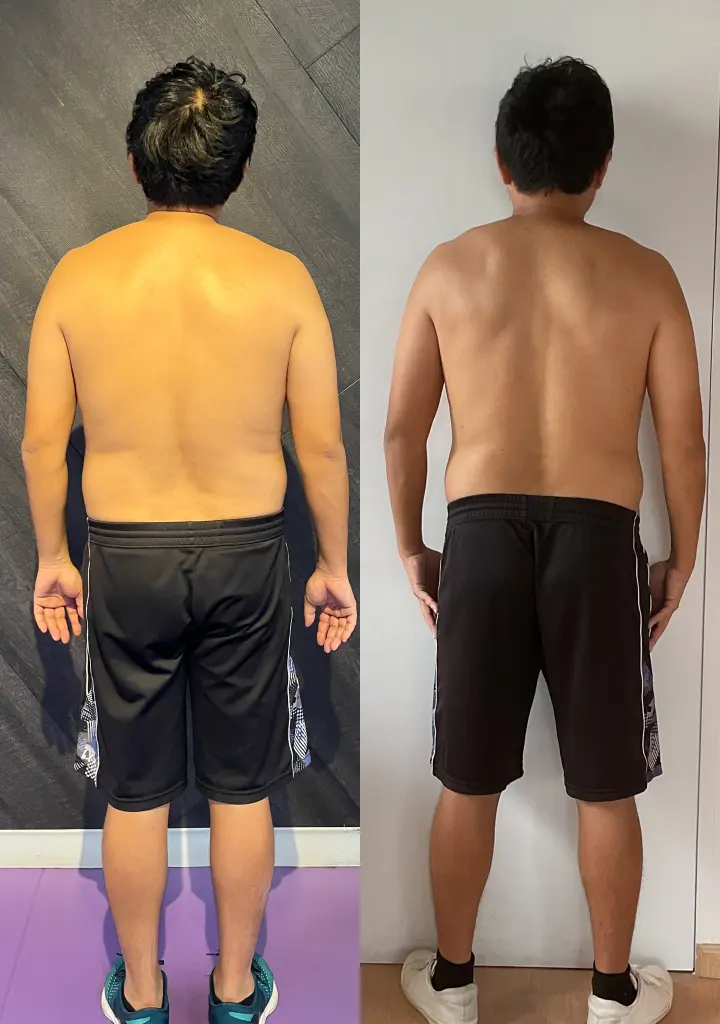 後ろから見たビフォーアフターの写真