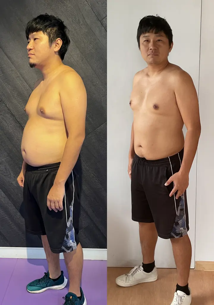 斜めから見たビフォーアフターの写真